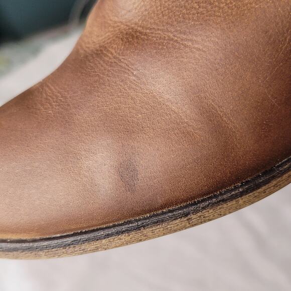 Franko Sarto "Dotty" Brown Leather Chunky Stacked Heel Ankle Bootie sz 6 - Picture 8 of 8